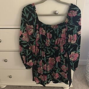 Lulus black velvet floral dress